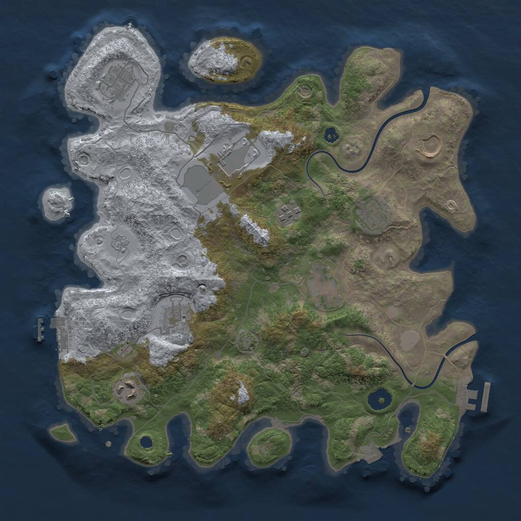 Rust Map: Procedural Map, Size: 3500, Seed: 54970804, 14 Monuments