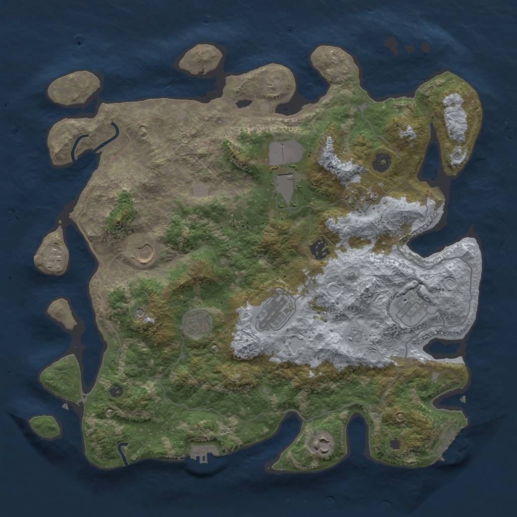 Rust Map: Procedural Map, Size: 4000, Seed: 1682132903, 18 Monuments