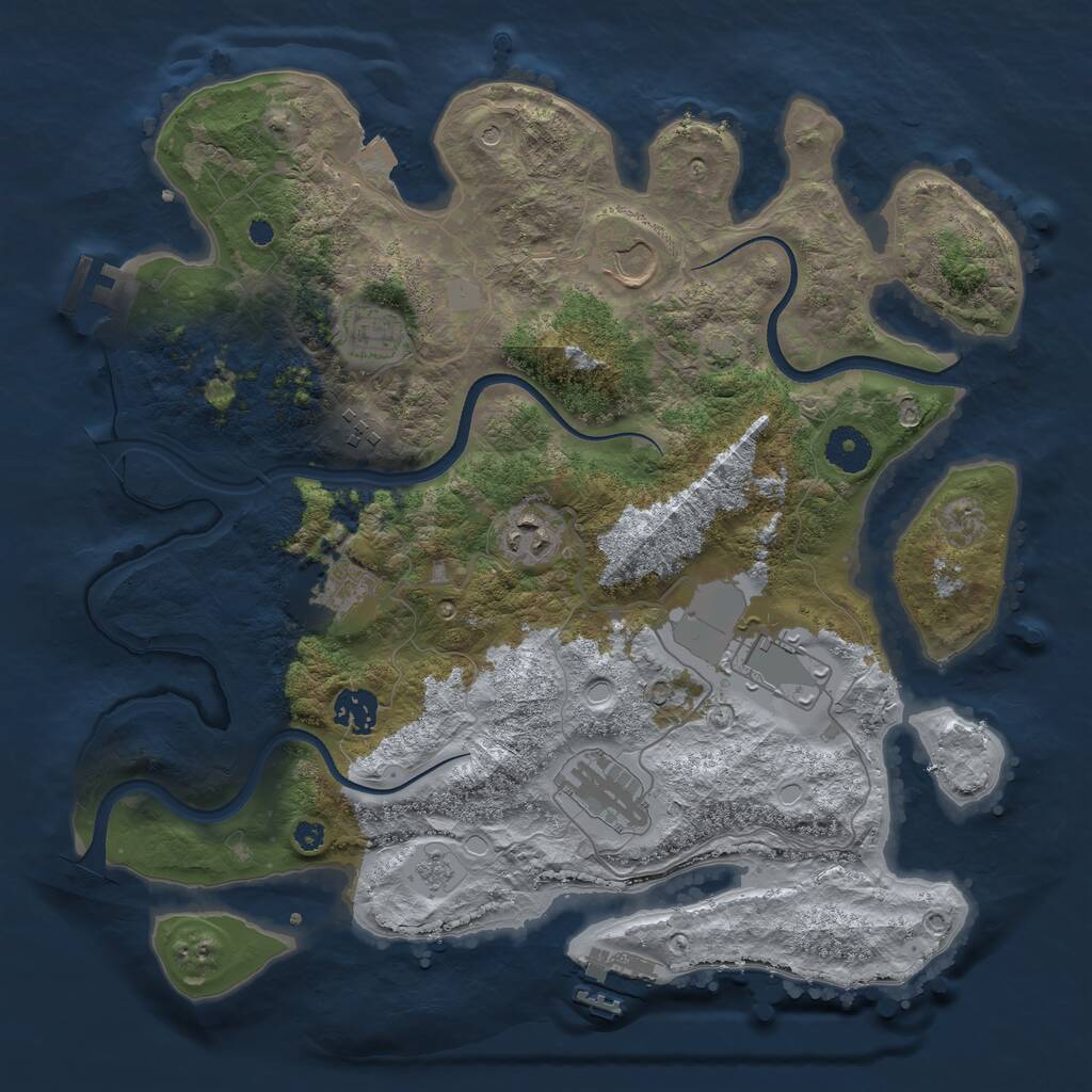 Rust Map: Procedural Map, Size: 3600, Seed: 182348, 14 Monuments