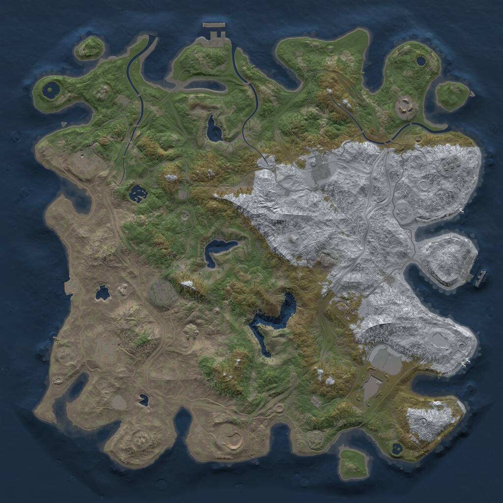Rust Map: Procedural Map, Size: 4500, Seed: 785826806, 16 Monuments