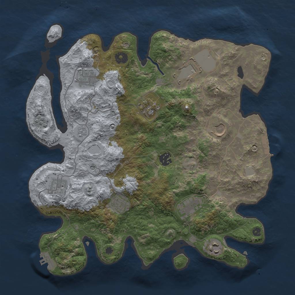 Rust Map: Procedural Map, Size: 3500, Seed: 596699848, 19 Monuments