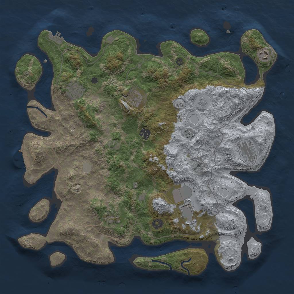 Rust Map: Procedural Map, Size: 4000, Seed: 101318094, 17 Monuments