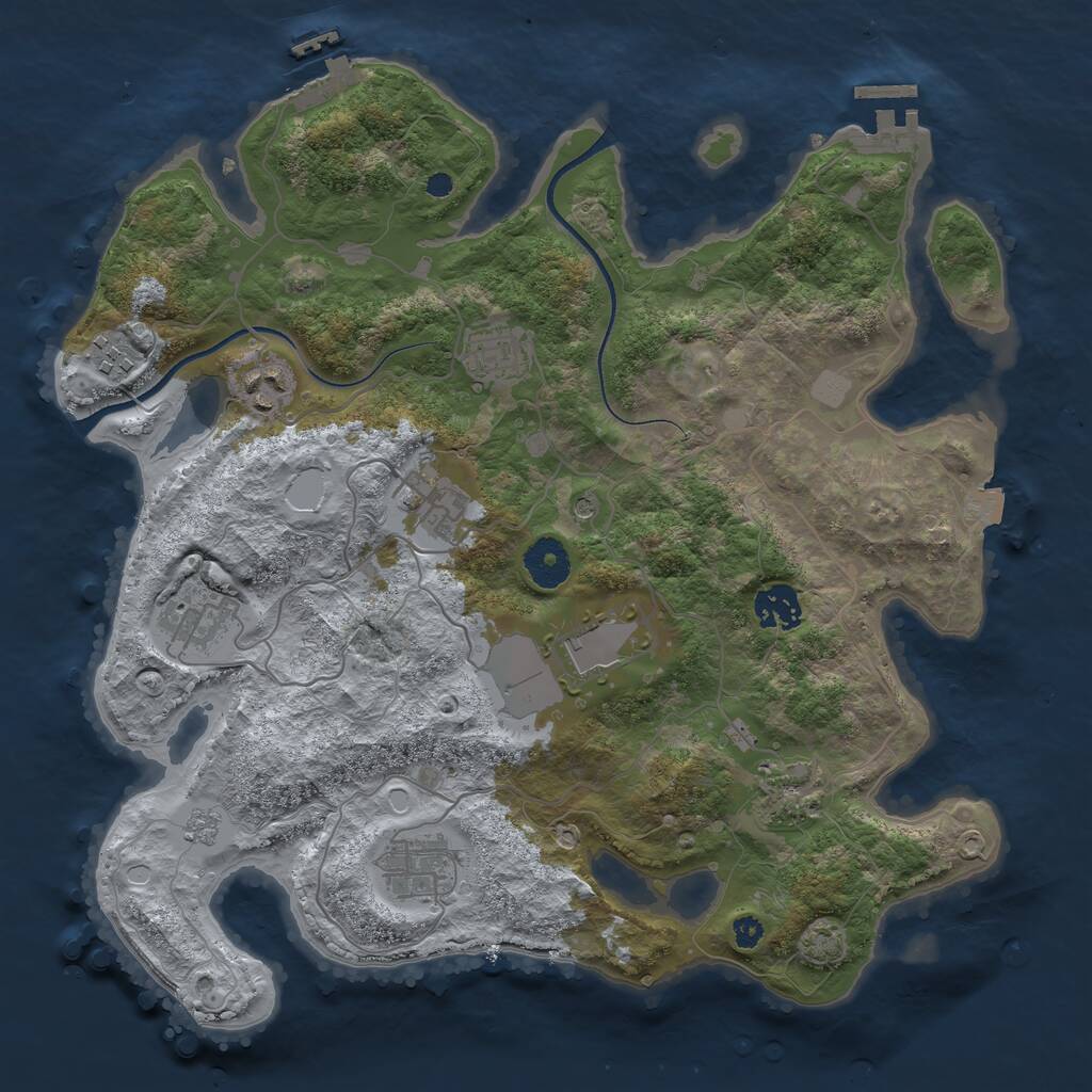 Rust Map: Procedural Map, Size: 3500, Seed: 25119, 15 Monuments