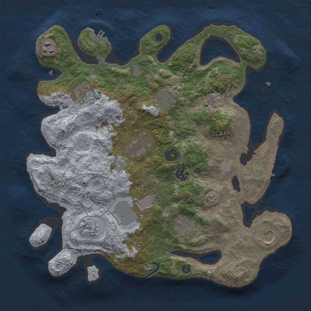 Rust Map: Procedural Map, Size: 3500, Seed: 909522904, 19 Monuments