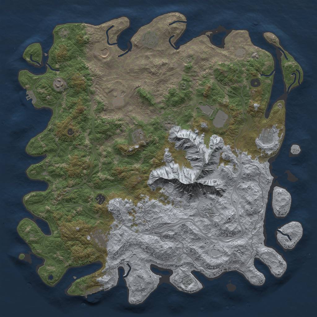 Rust Map: Procedural Map, Size: 5000, Seed: 2148613, 20 Monuments