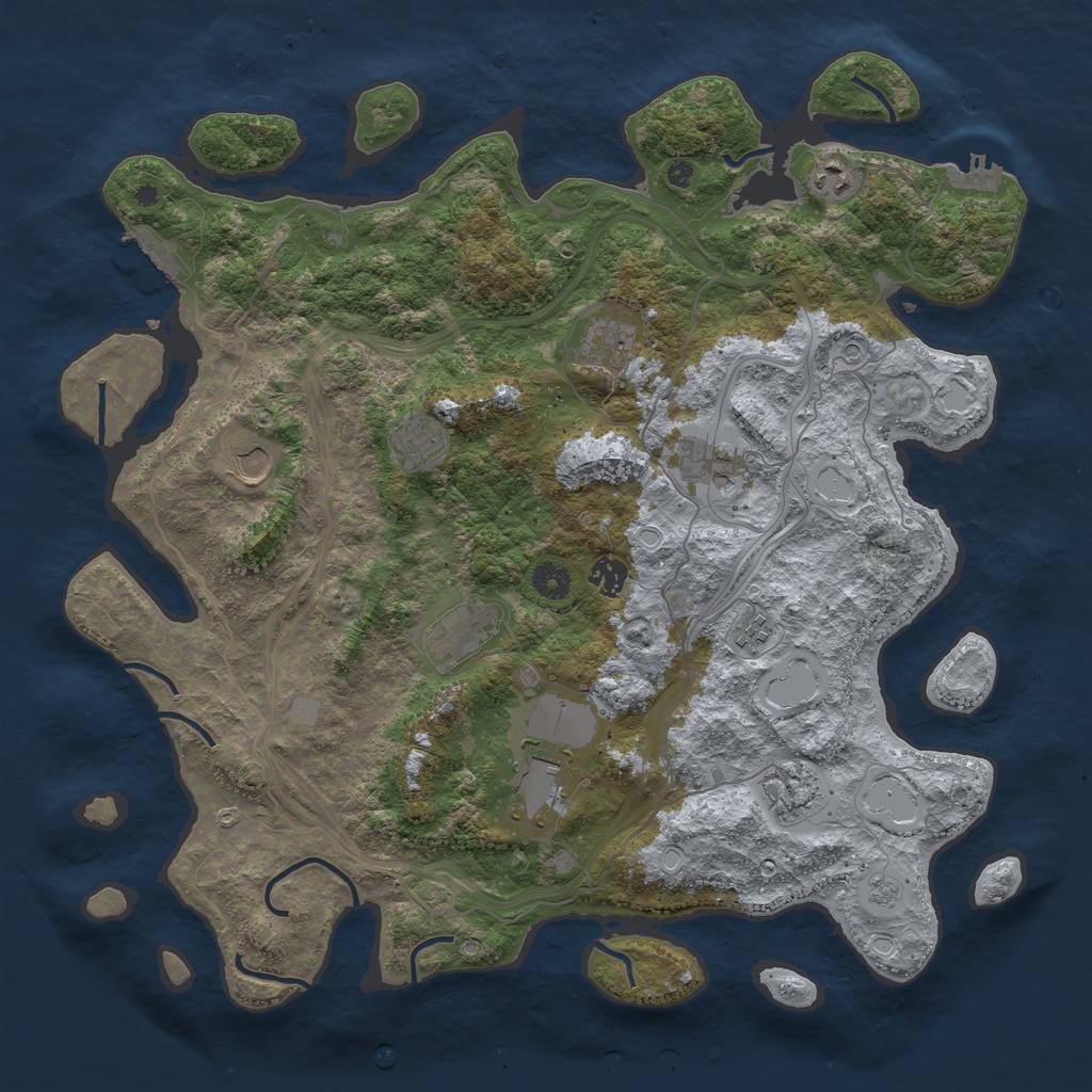 Rust Map: Procedural Map, Size: 4300, Seed: 1716791547, 19 Monuments
