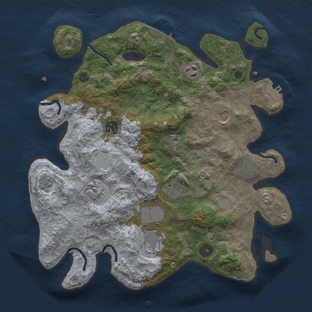 Rust Map: Procedural Map, Size: 3500, Seed: 1758451879, 17 Monuments