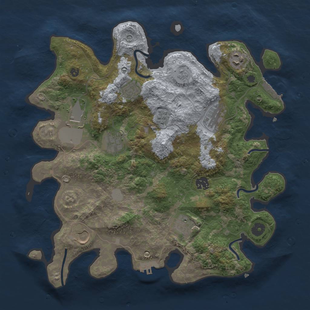 Rust Map: Procedural Map, Size: 3500, Seed: 316952, 18 Monuments