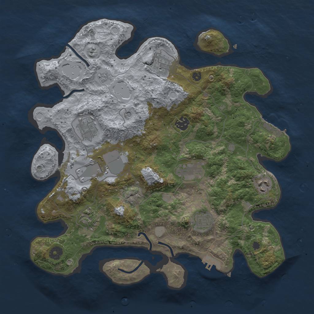 Rust Map: Procedural Map, Size: 3500, Seed: 16892, 17 Monuments