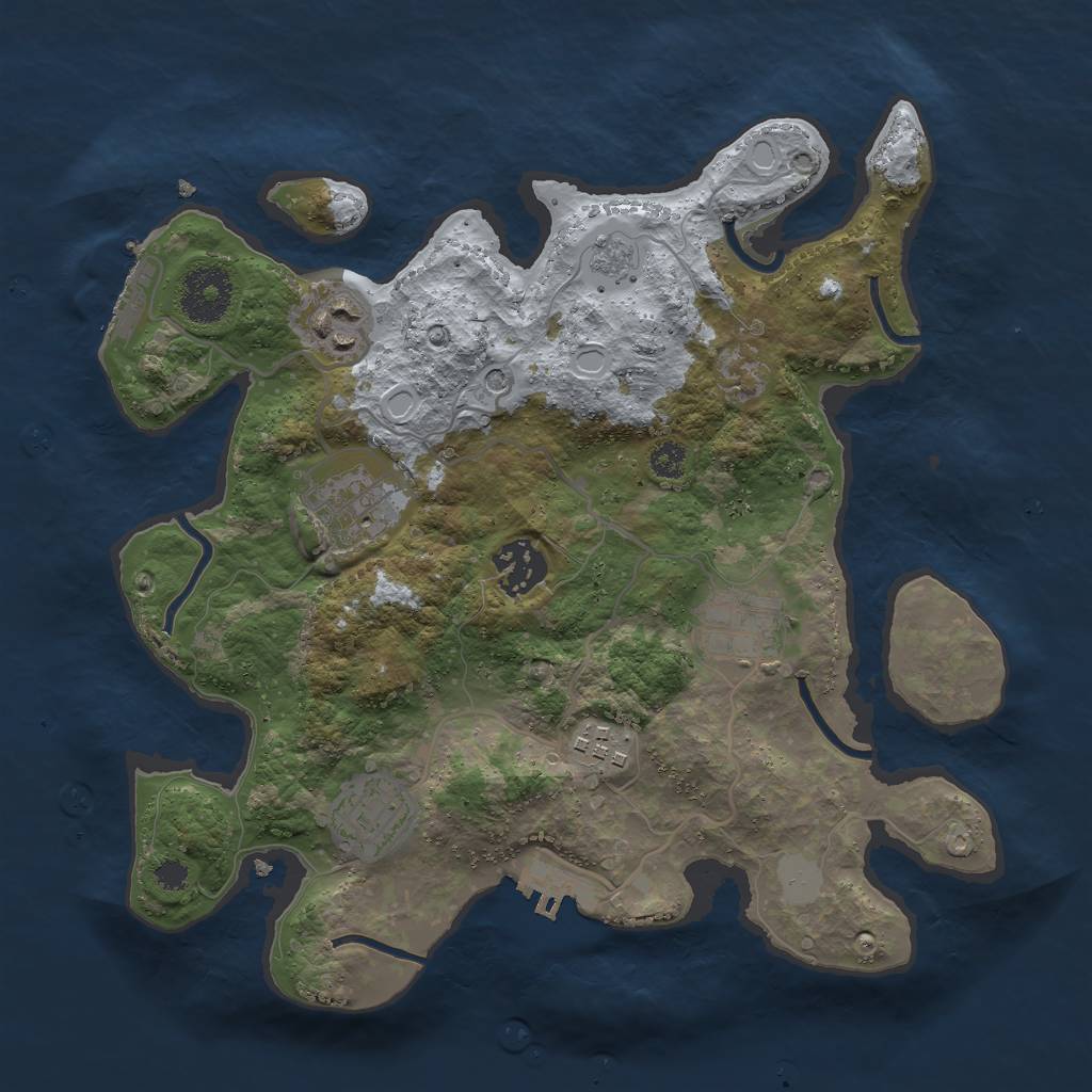 Rust Map: Procedural Map, Size: 3000, Seed: 3784201, 15 Monuments