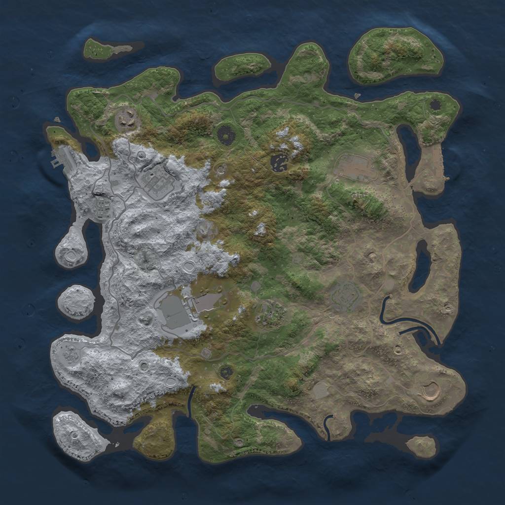 Rust Map: Procedural Map, Size: 4000, Seed: 677212369, 18 Monuments