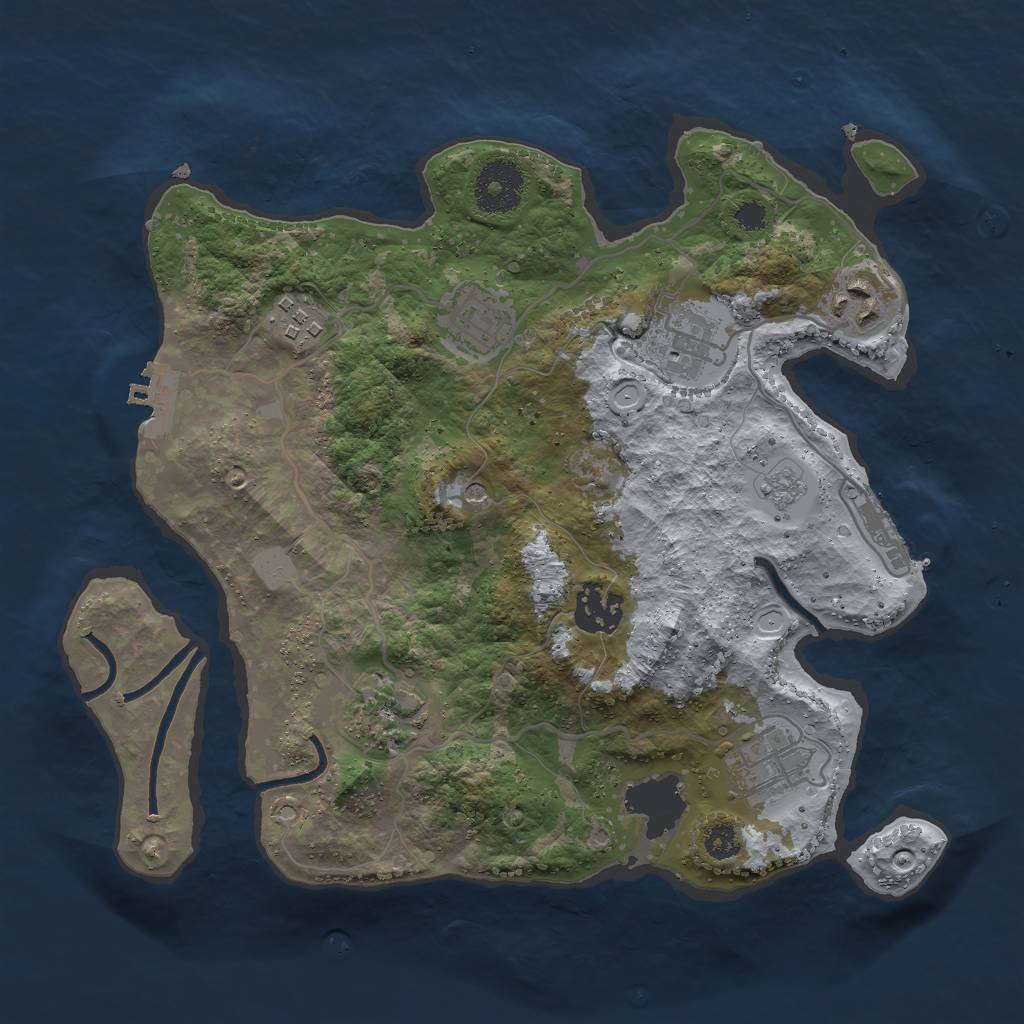 Rust Map: Procedural Map, Size: 3000, Seed: 1242358694, 16 Monuments