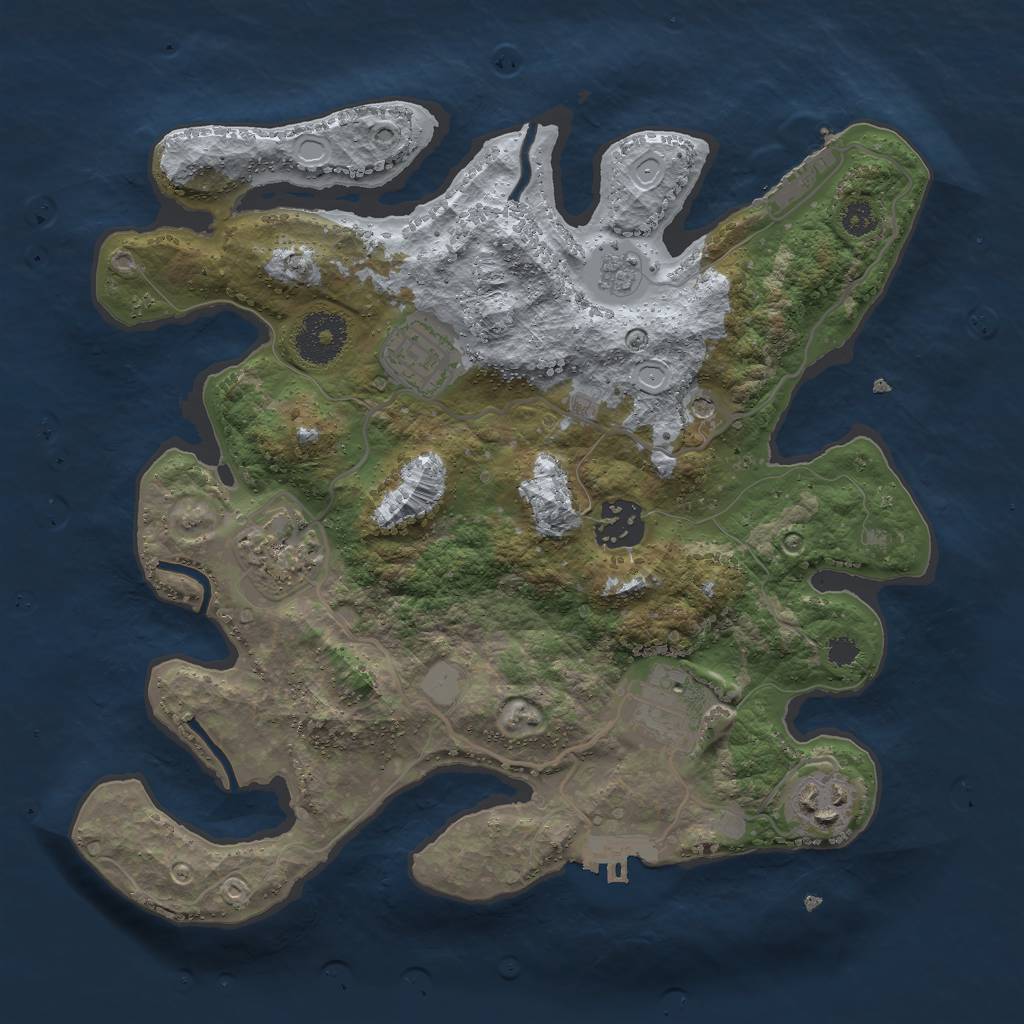 Rust Map: Procedural Map, Size: 3000, Seed: 51858, 14 Monuments