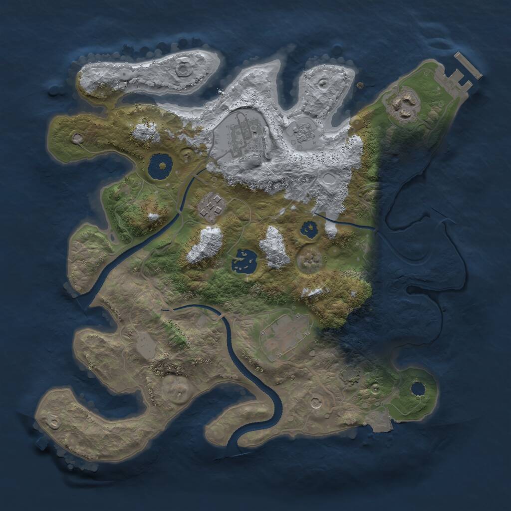 Rust Map: Procedural Map, Size: 3000, Seed: 51858, 10 Monuments