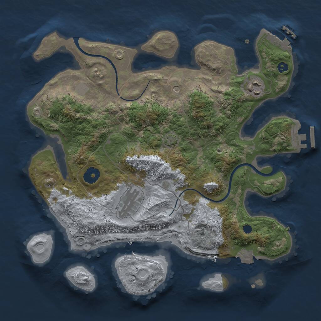 Rust Map: Procedural Map, Size: 3000, Seed: 1285867792, 7 Monuments