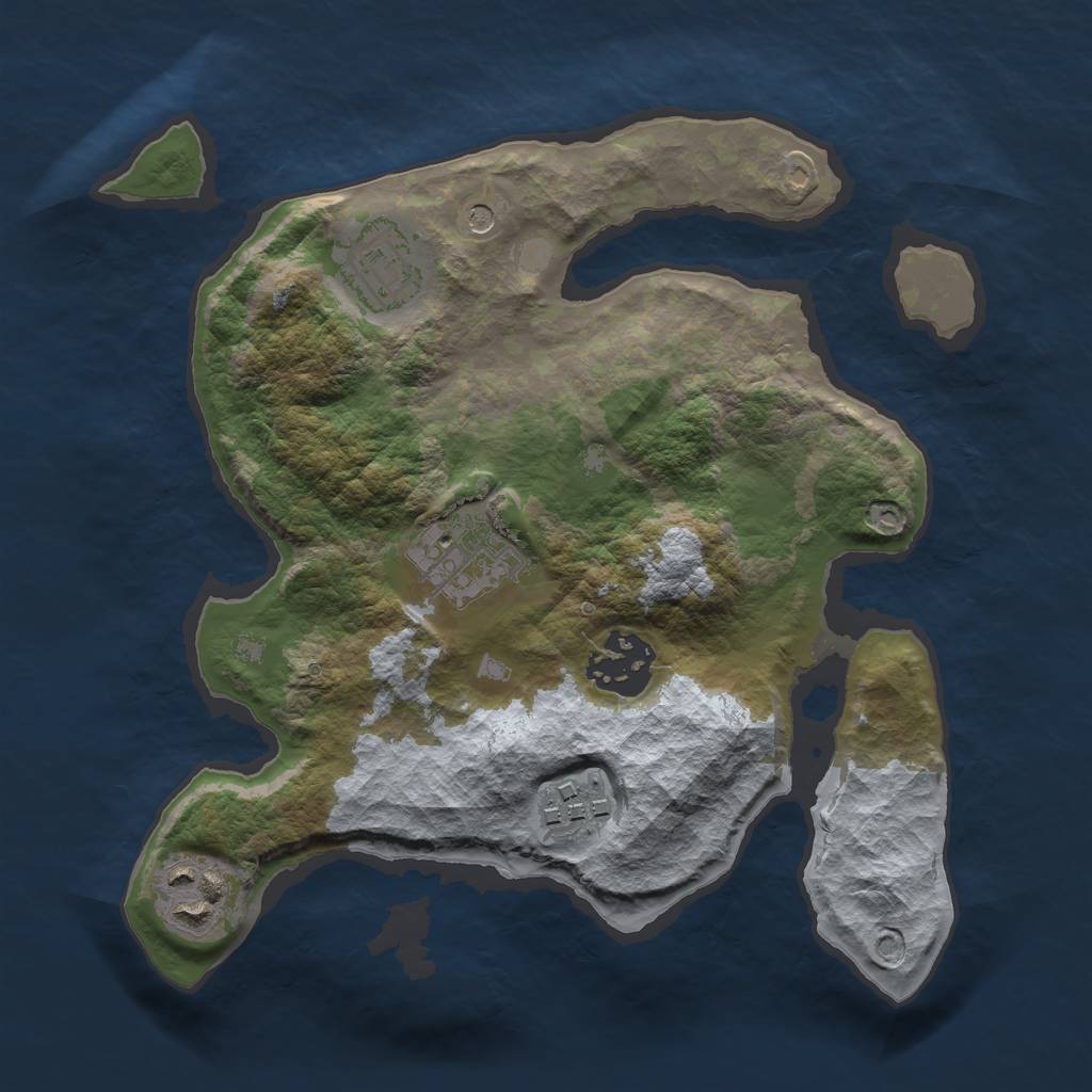 Rust Map: Barren, Size: 2500, Seed: 43213, 8 Monuments