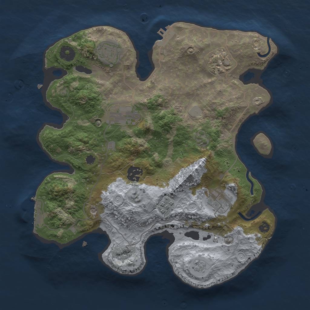 Rust Map: Procedural Map, Size: 3000, Seed: 1797387401, 15 Monuments