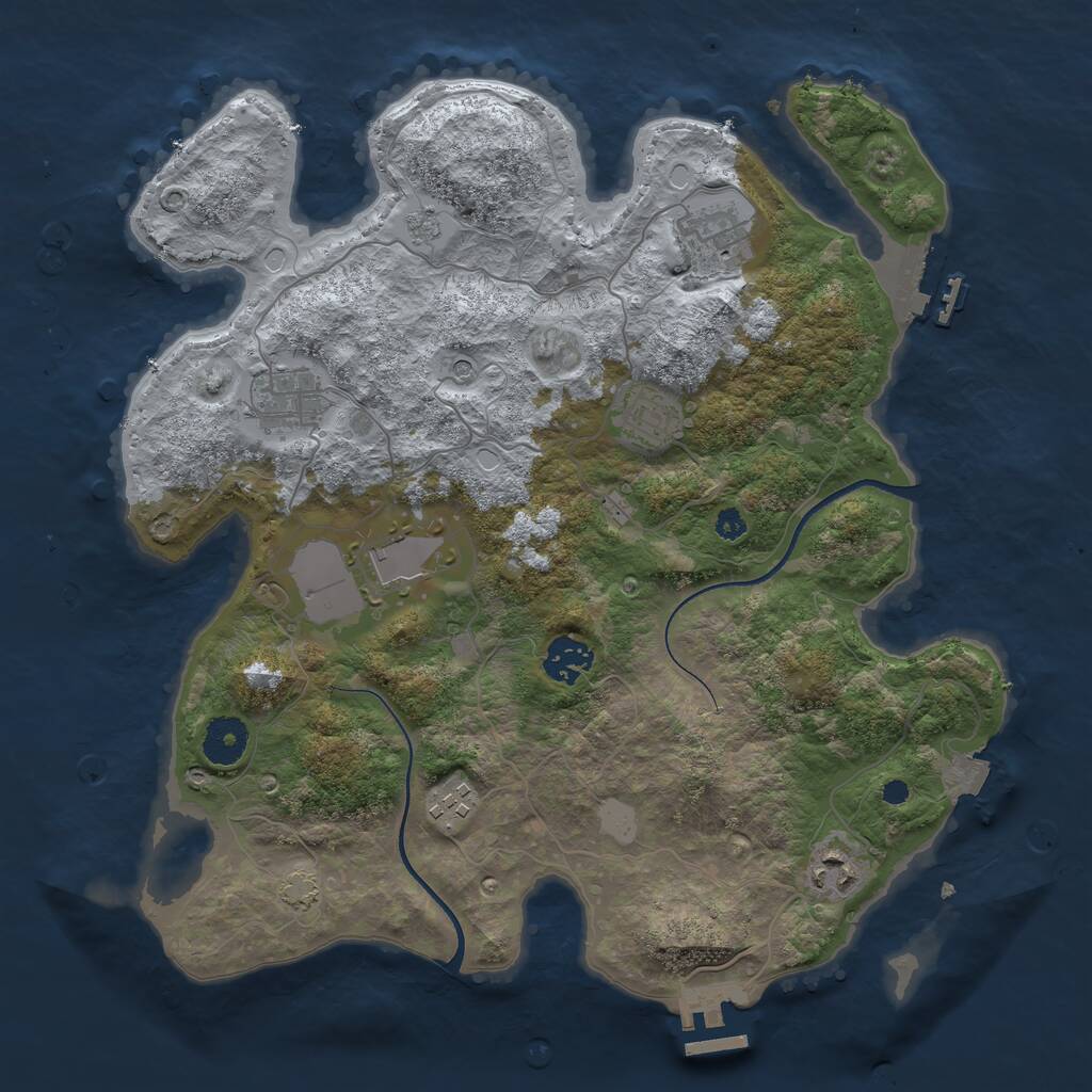 Rust Map: Procedural Map, Size: 3500, Seed: 1109656464, 13 Monuments