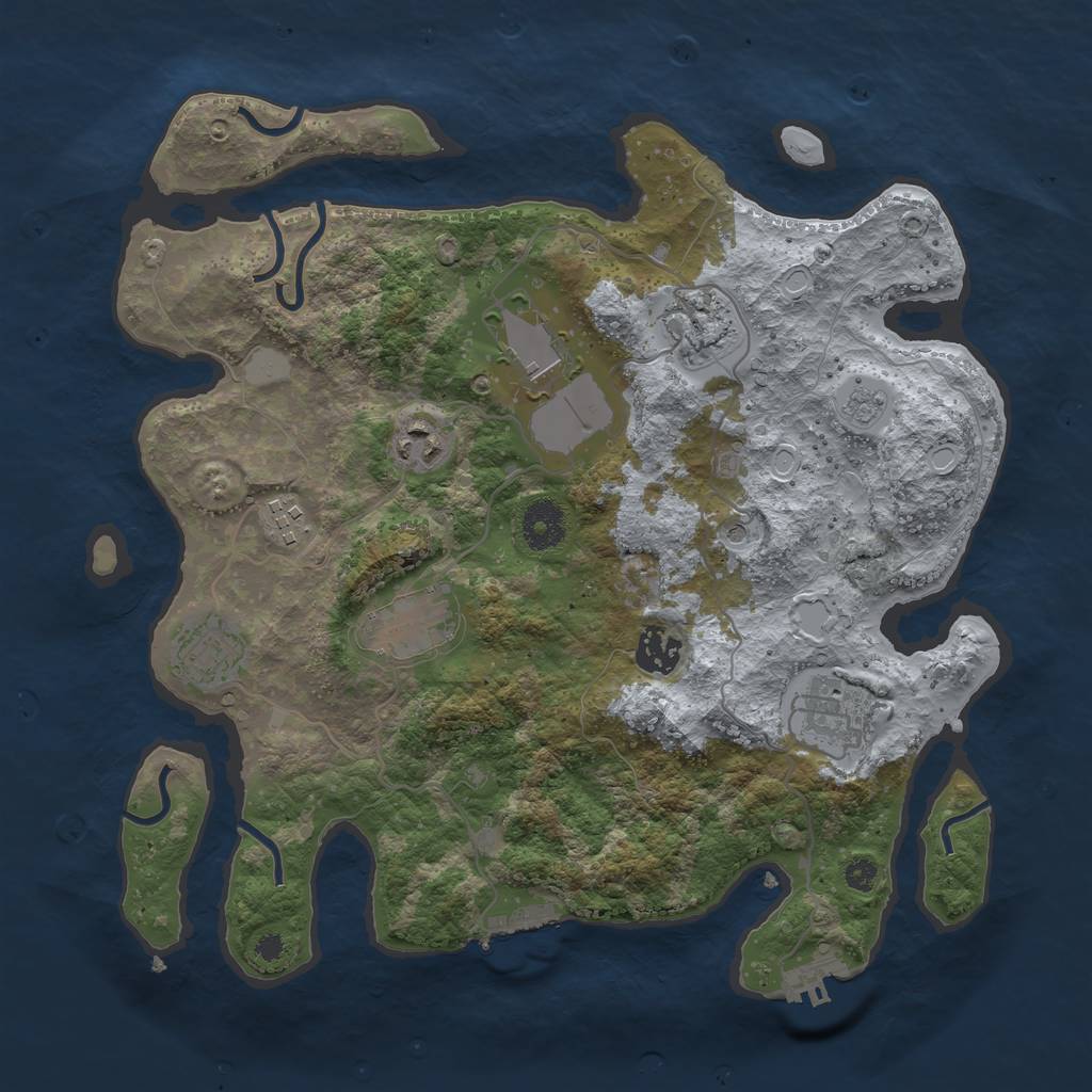 Rust Map: Procedural Map, Size: 3500, Seed: 999969, 17 Monuments