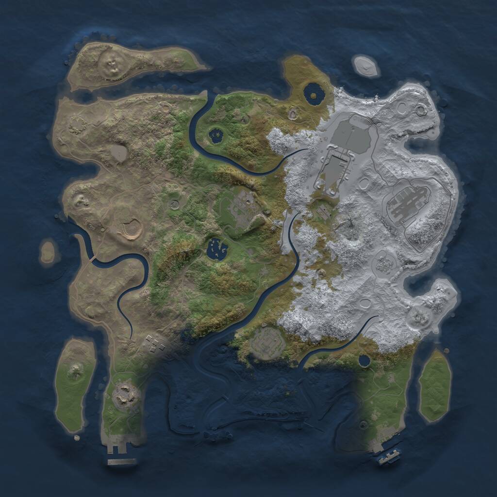 Rust Map: Procedural Map, Size: 3500, Seed: 999969, 14 Monuments