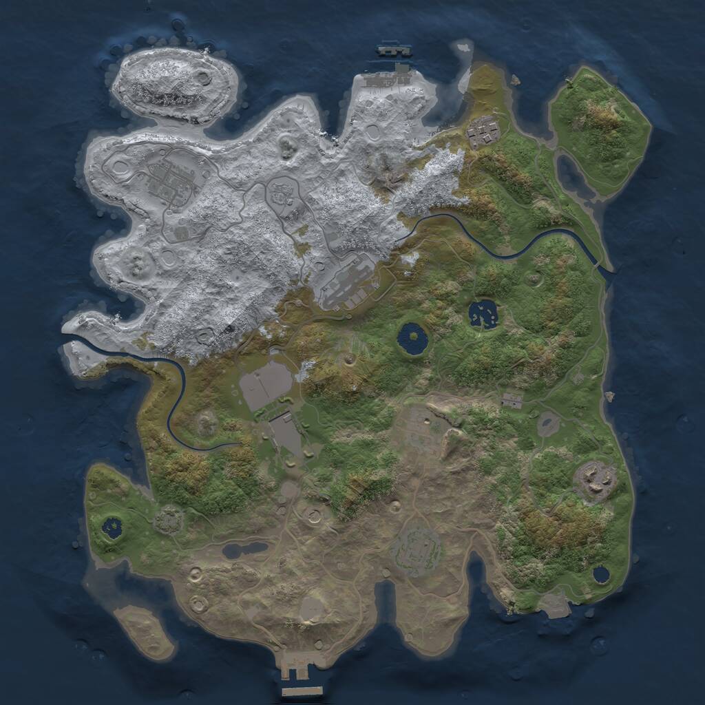 Rust Map: Procedural Map, Size: 3500, Seed: 1313790417, 14 Monuments