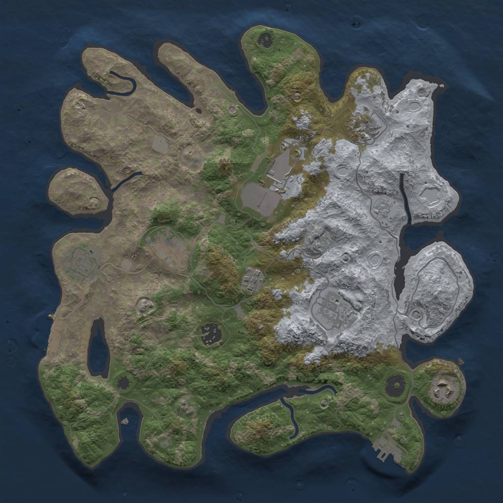 Rust Map: Procedural Map, Size: 3500, Seed: 101927203, 17 Monuments