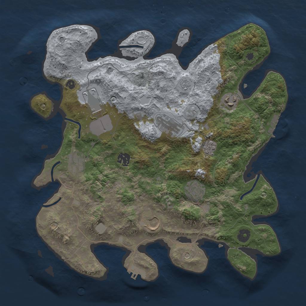 Rust Map: Procedural Map, Size: 3500, Seed: 71362853, 17 Monuments