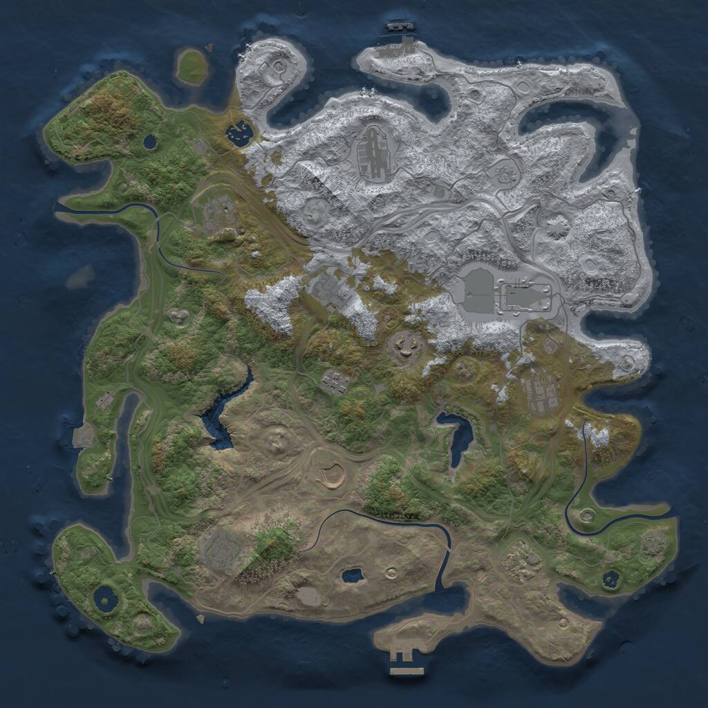 Rust Map: Procedural Map, Size: 4250, Seed: 999599416, 17 Monuments