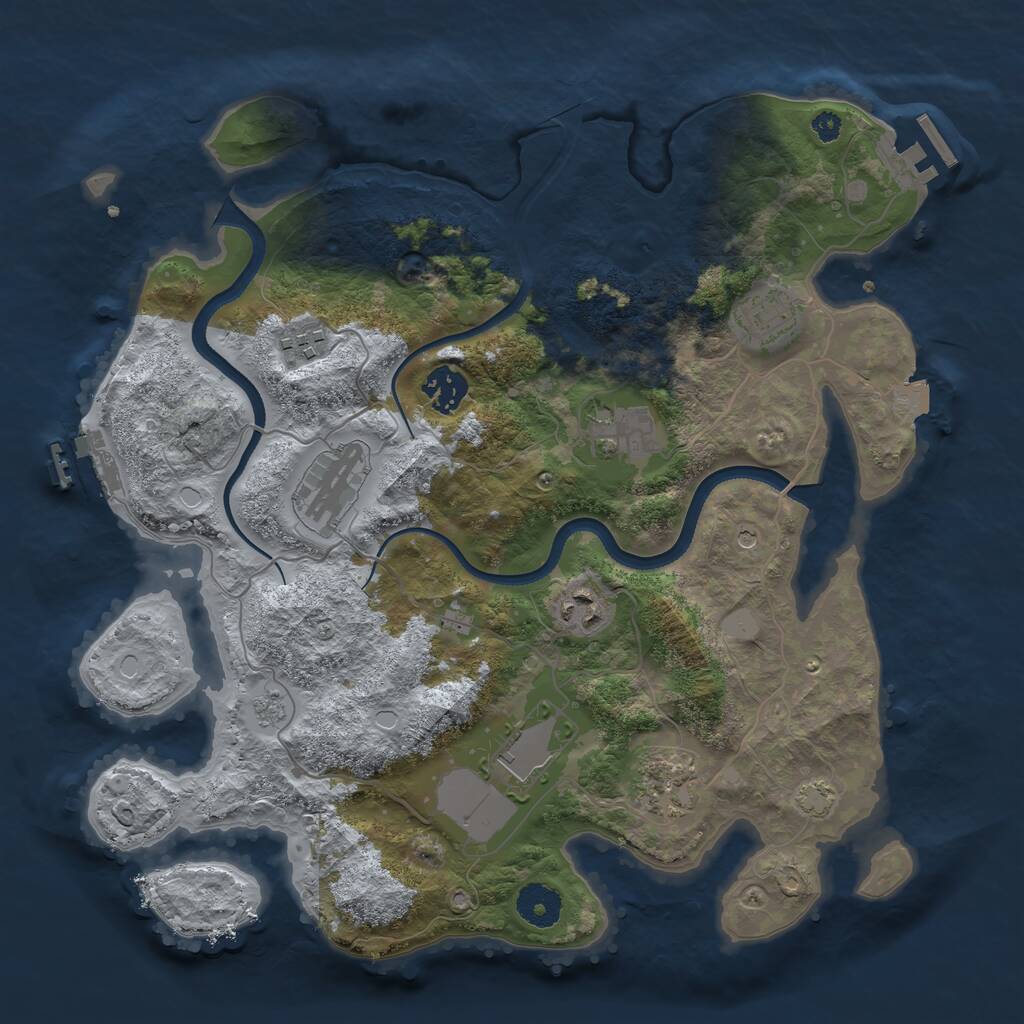 Rust Map: Procedural Map, Size: 3500, Seed: 56489011, 14 Monuments