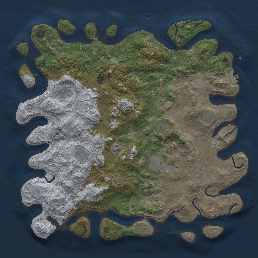 Rust Map: Procedural Map, Size: 4500, Seed: 1309405127, 18 Monuments
