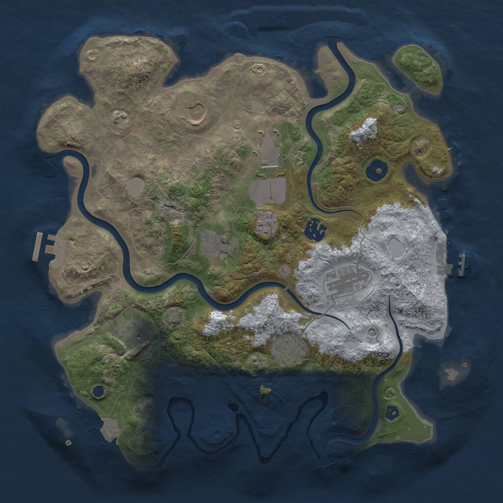 Rust Map: Procedural Map, Size: 3500, Seed: 985061022, 13 Monuments
