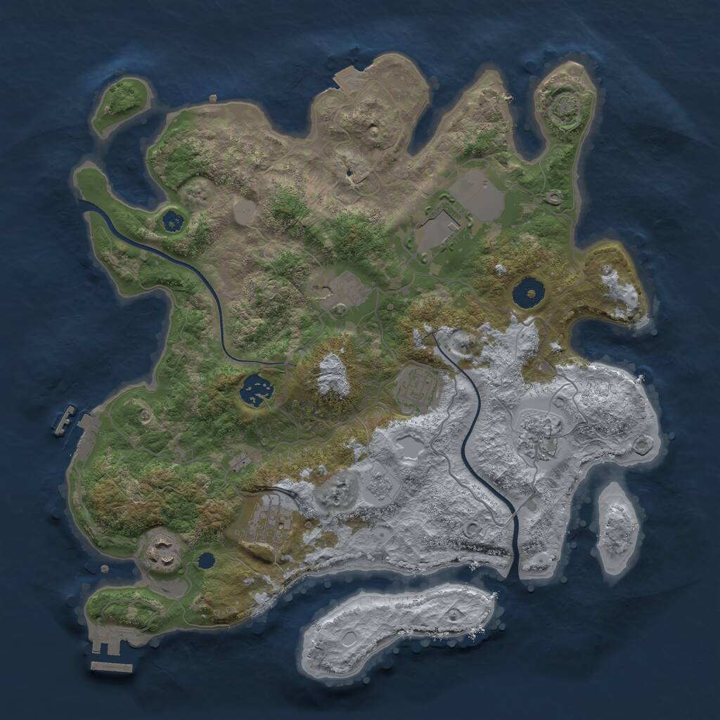 Rust Map: Procedural Map, Size: 3500, Seed: 55603126, 12 Monuments