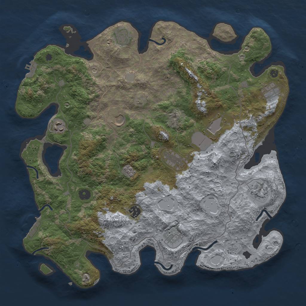 Rust Map: Procedural Map, Size: 4000, Seed: 911528794, 19 Monuments