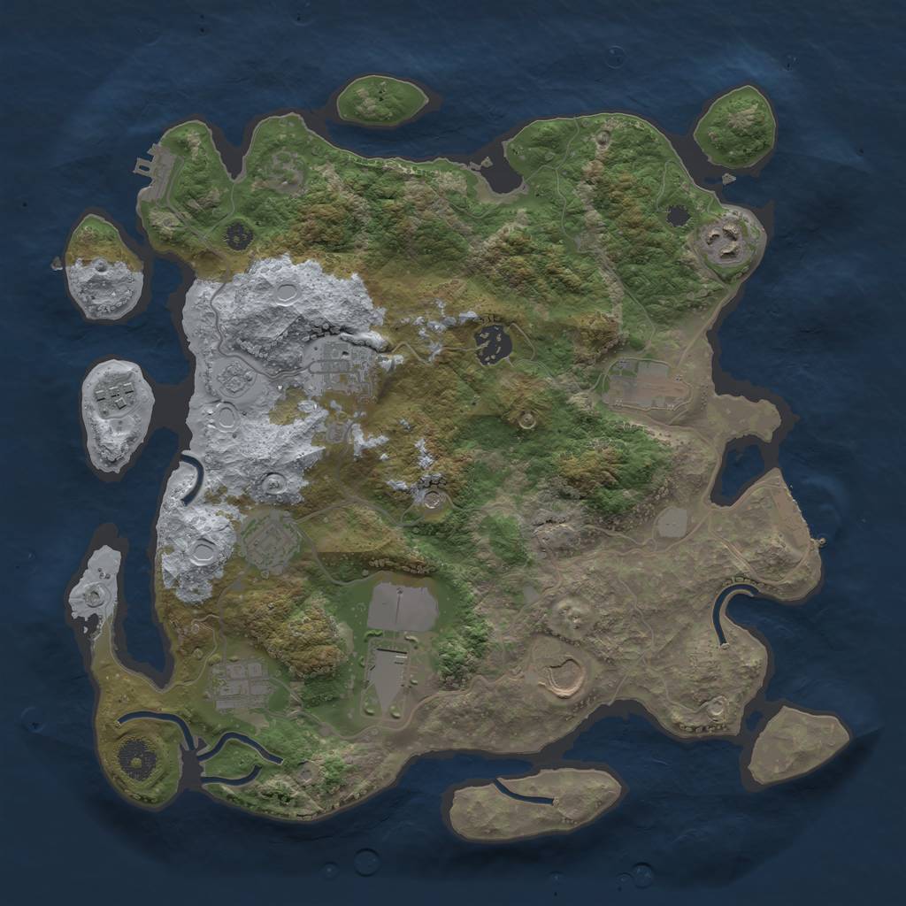 Rust Map: Procedural Map, Size: 3500, Seed: 1158334430, 18 Monuments