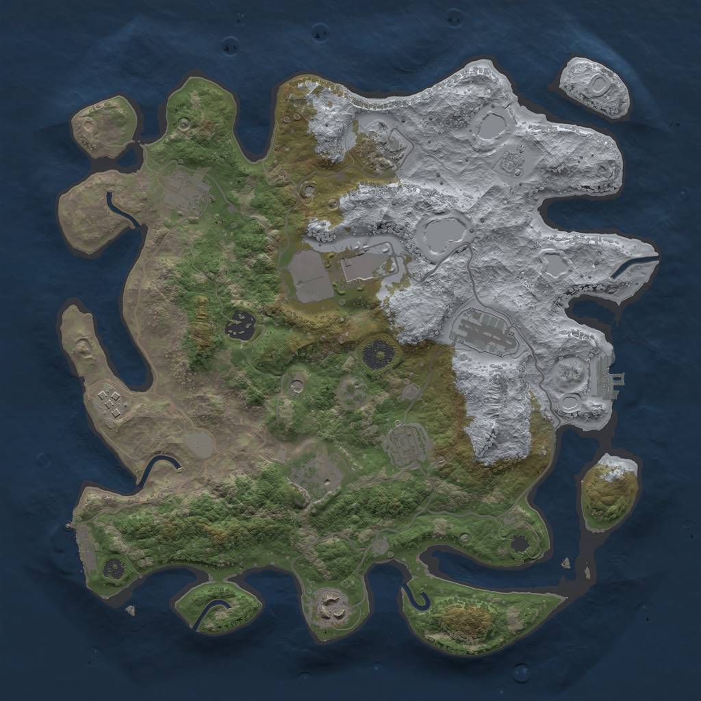 Rust Map: Procedural Map, Size: 3500, Seed: 769639755, 18 Monuments