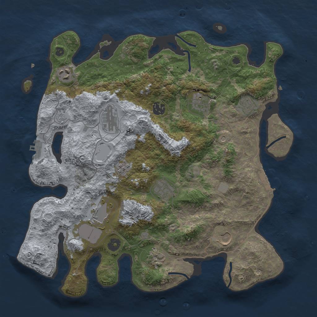 Rust Map: Procedural Map, Size: 3700, Seed: 1200665201, 19 Monuments