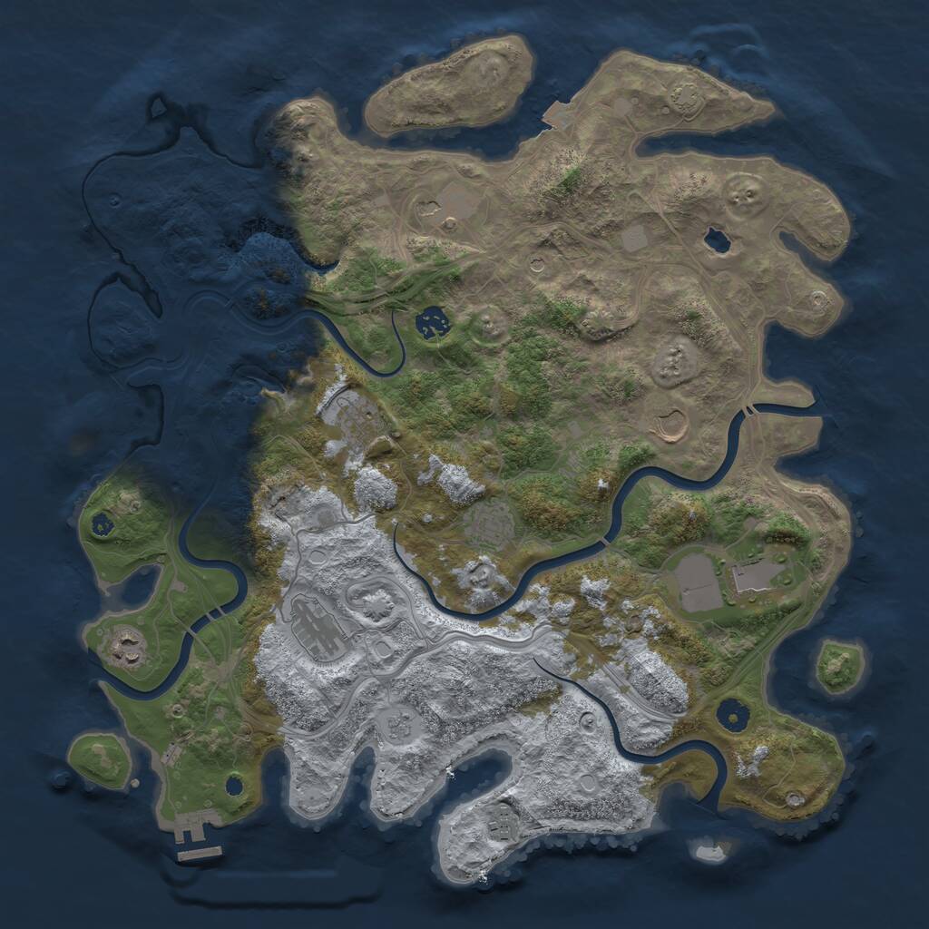 Rust Map: Procedural Map, Size: 4250, Seed: 2287231, 14 Monuments