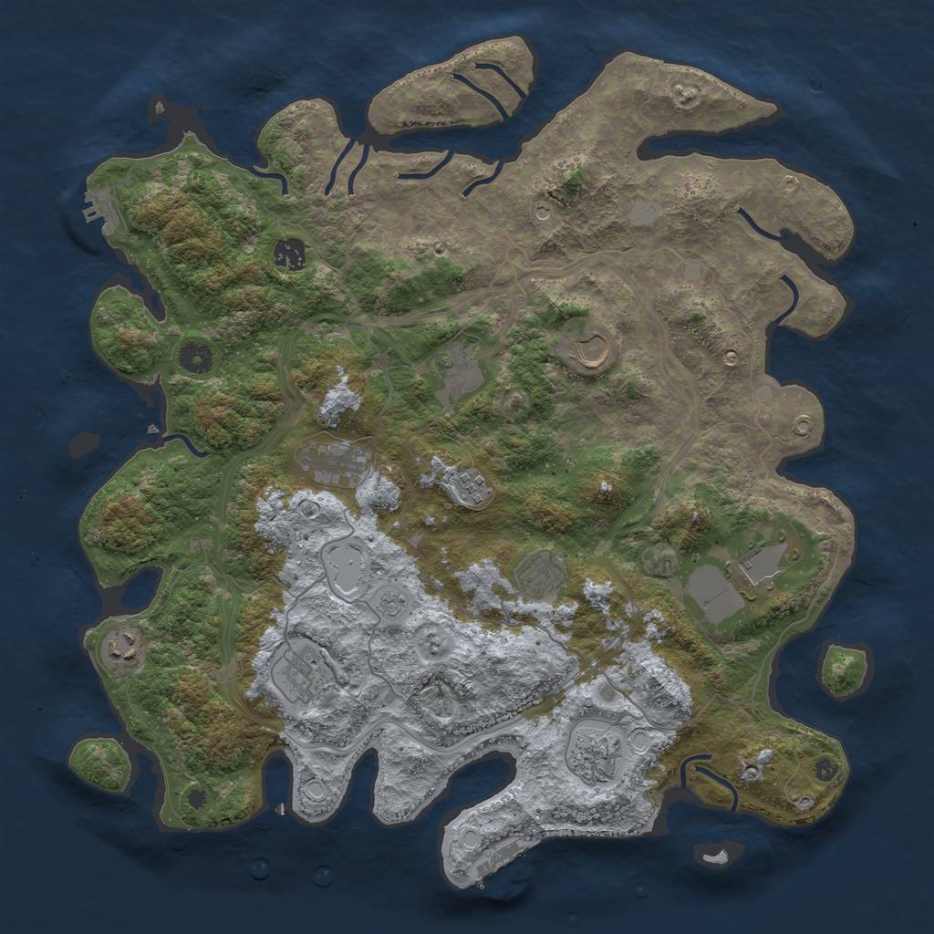 Rust Map: Procedural Map, Size: 4250, Seed: 2287231, 19 Monuments