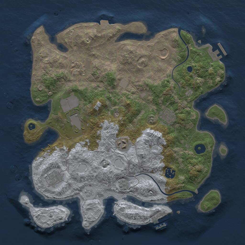 Rust Map: Procedural Map, Size: 3500, Seed: 923203485, 14 Monuments