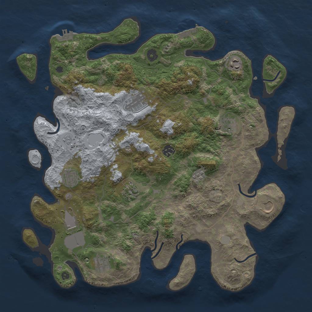 Rust Map: Procedural Map, Size: 4000, Seed: 1724674525, 19 Monuments