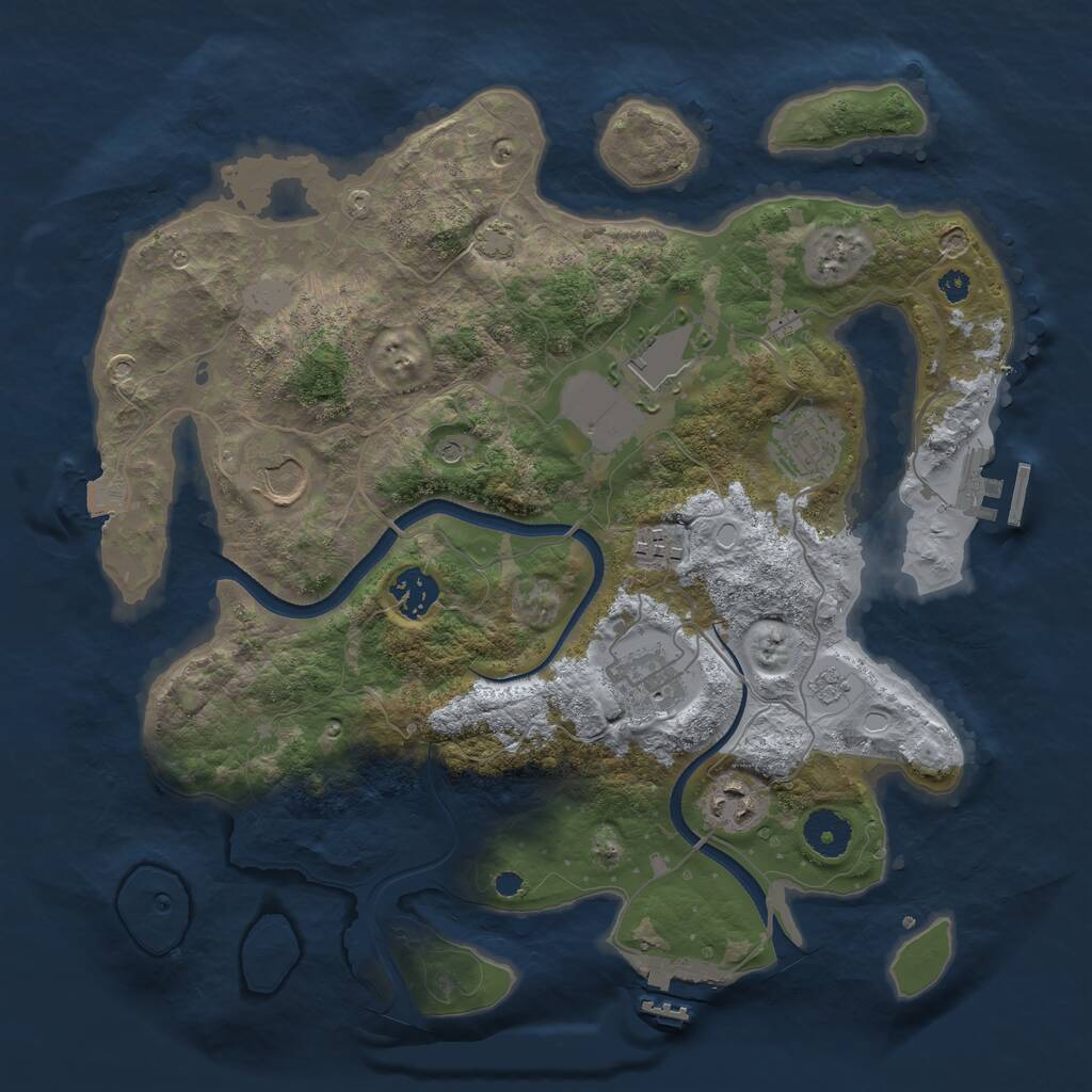 Rust Map: Procedural Map, Size: 3500, Seed: 142130312, 13 Monuments