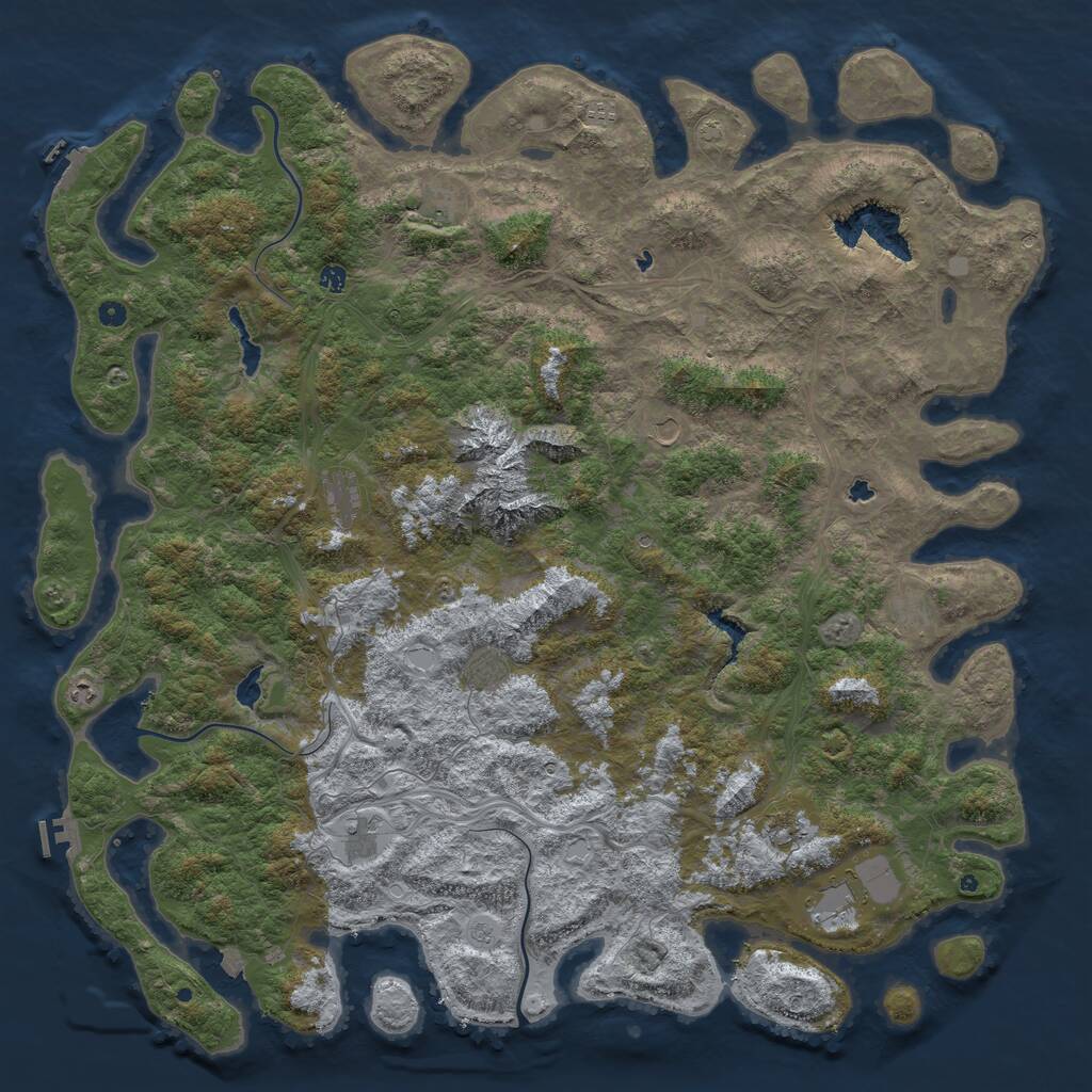 Rust Map: Procedural Map, Size: 6000, Seed: 56816174, 17 Monuments