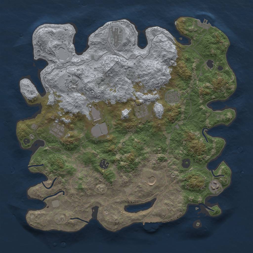 Rust Map: Procedural Map, Size: 4000, Seed: 990212, 19 Monuments