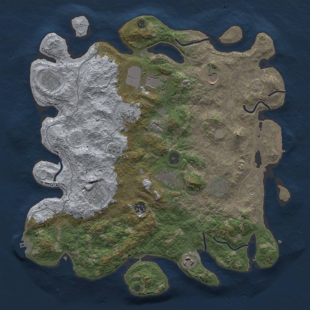 Rust Map: Procedural Map, Size: 4000, Seed: 1253646357, 19 Monuments