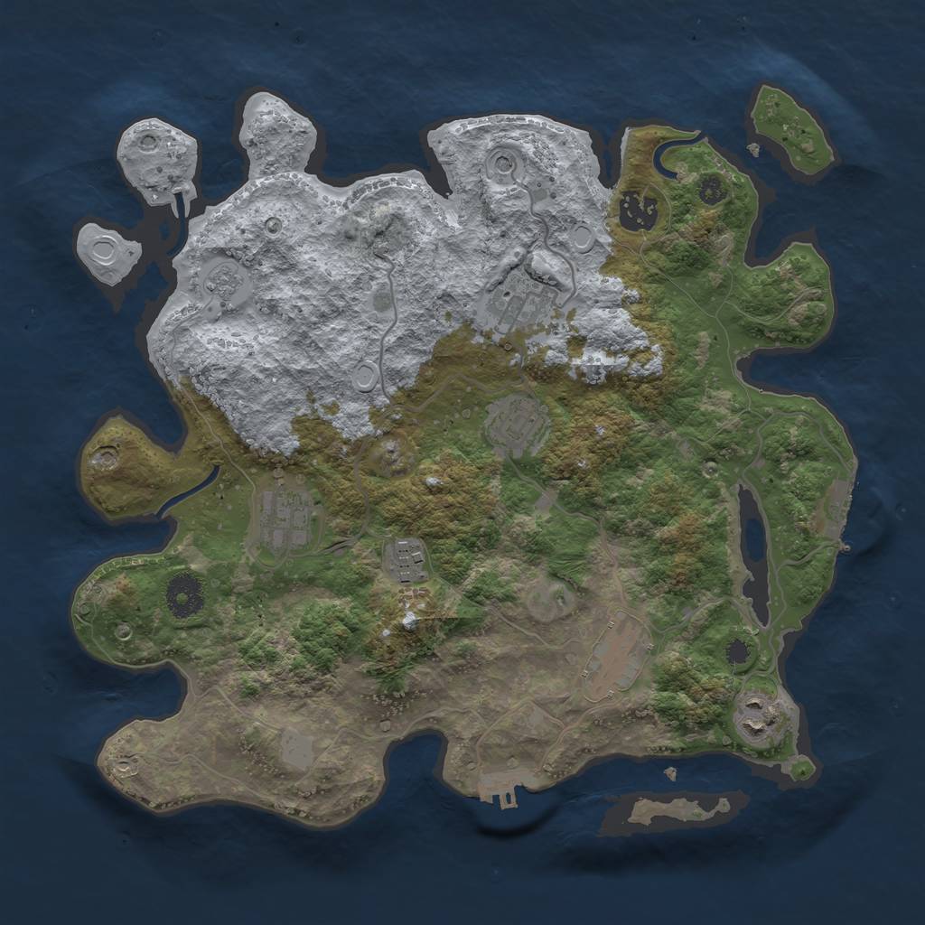 Rust Map: Procedural Map, Size: 3400, Seed: 648252, 16 Monuments