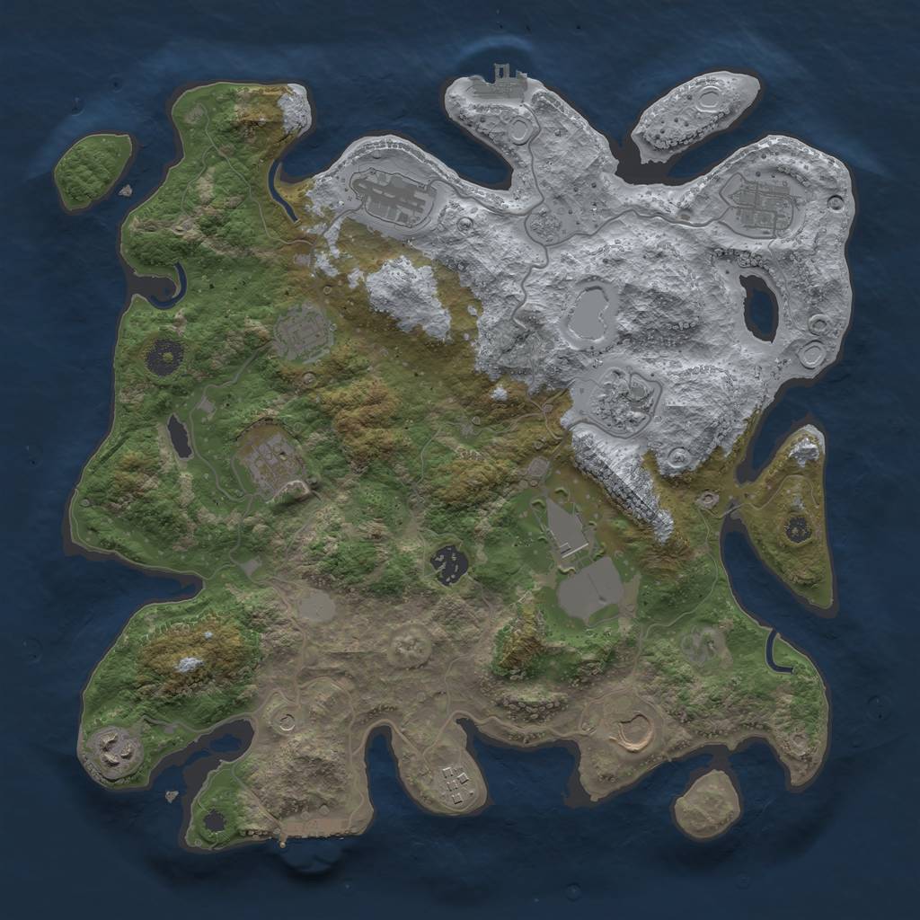 Rust Map: Procedural Map, Size: 3700, Seed: 1636415019, 19 Monuments
