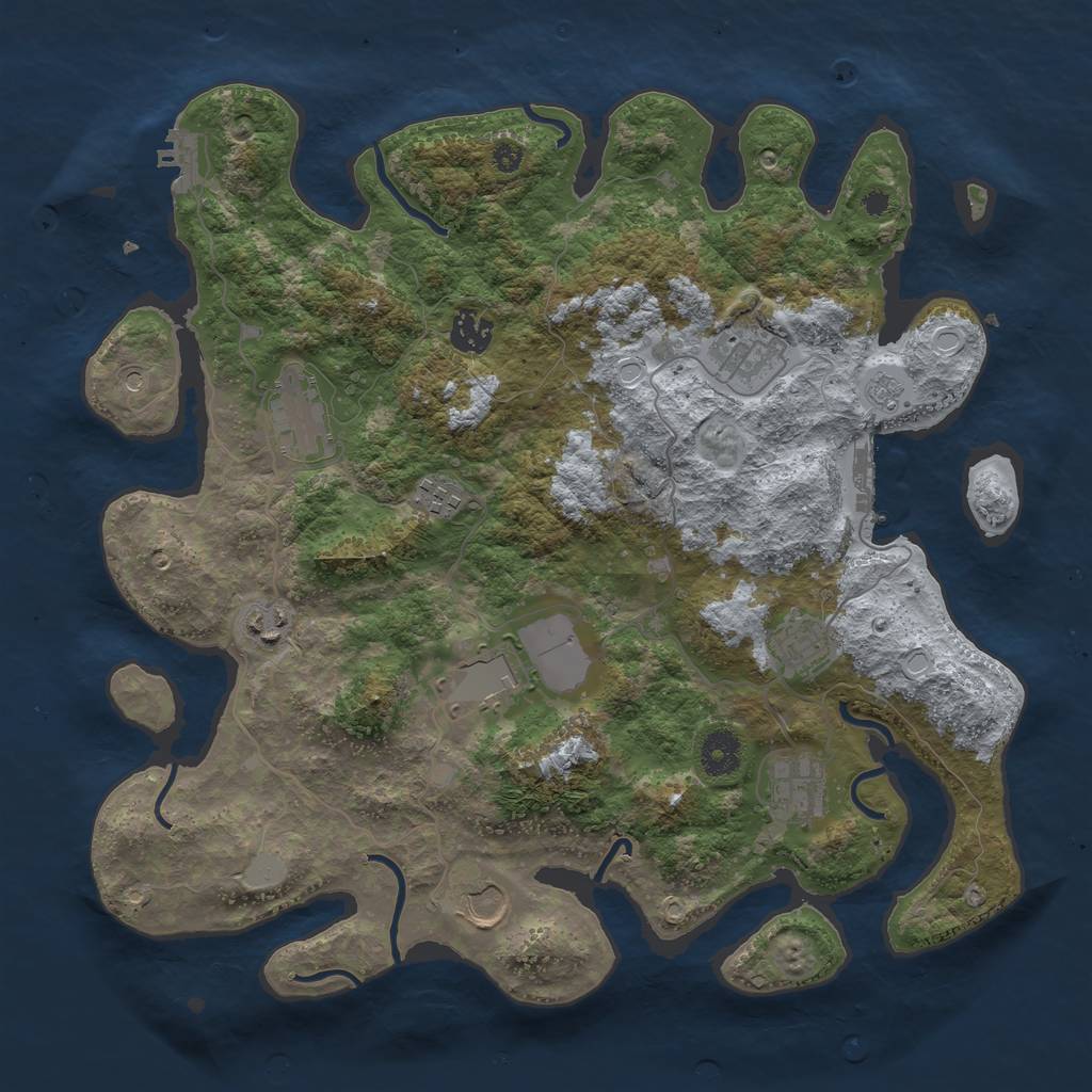 Rust Map: Procedural Map, Size: 3750, Seed: 1470007388, 18 Monuments