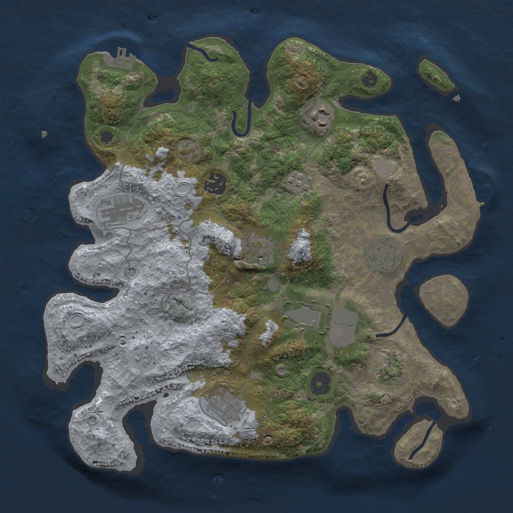 Rust Map: Procedural Map, Size: 3500, Seed: 1926175098, 18 Monuments