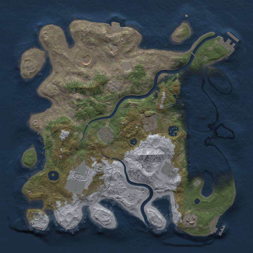 Rust Map: Procedural Map, Size: 3600, Seed: 30, 14 Monuments