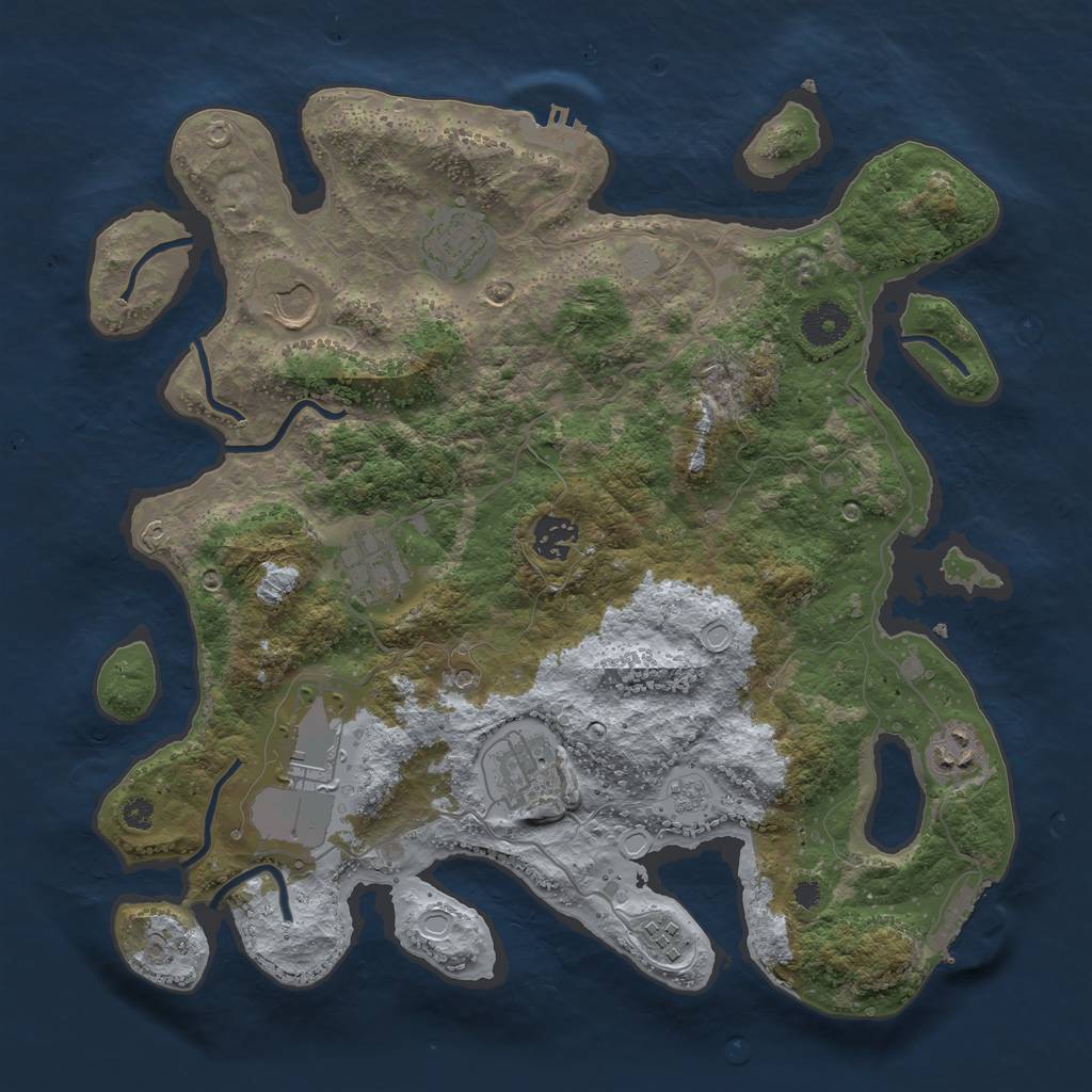 Rust Map: Procedural Map, Size: 3600, Seed: 30, 17 Monuments